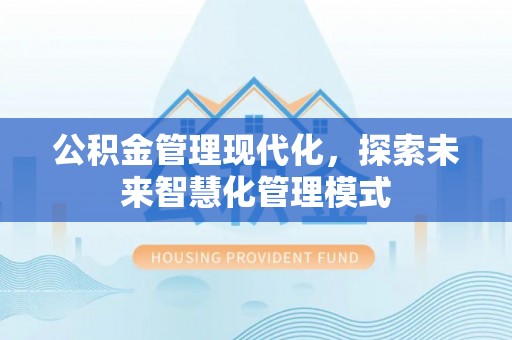 合浦公积金管理现代化，探索未来智慧化管理模式